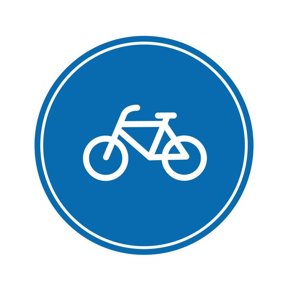 road sign icon, warning for bikes and cyclists on blue round board. suitable for poster use and web icon vector