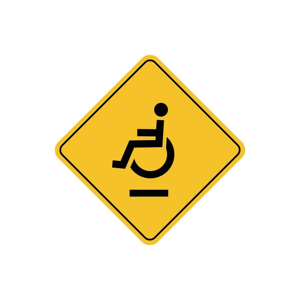 road sign icon, disabled road on yellow rhombus. board.suitable for poster use and web icon vector