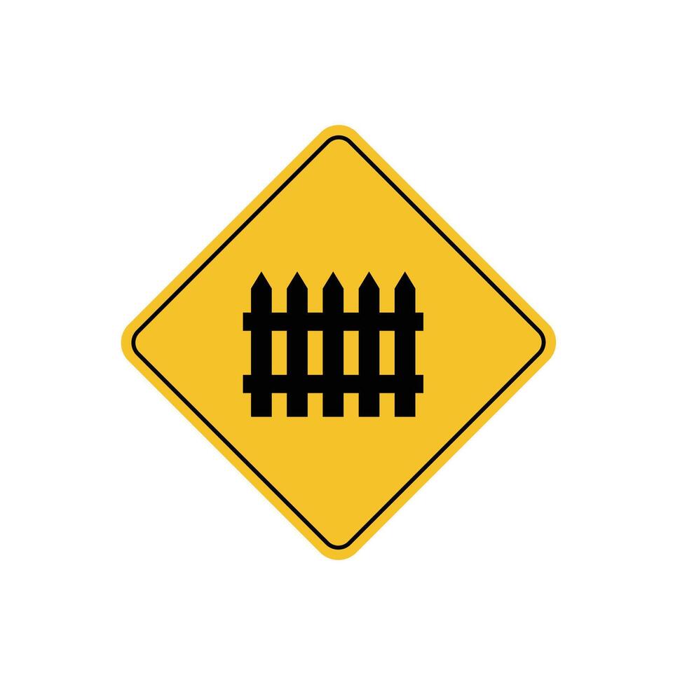 road sign icon, railroad crossing ahead with barriers on yellow rhombus board. suitable for poster use and web icon vector