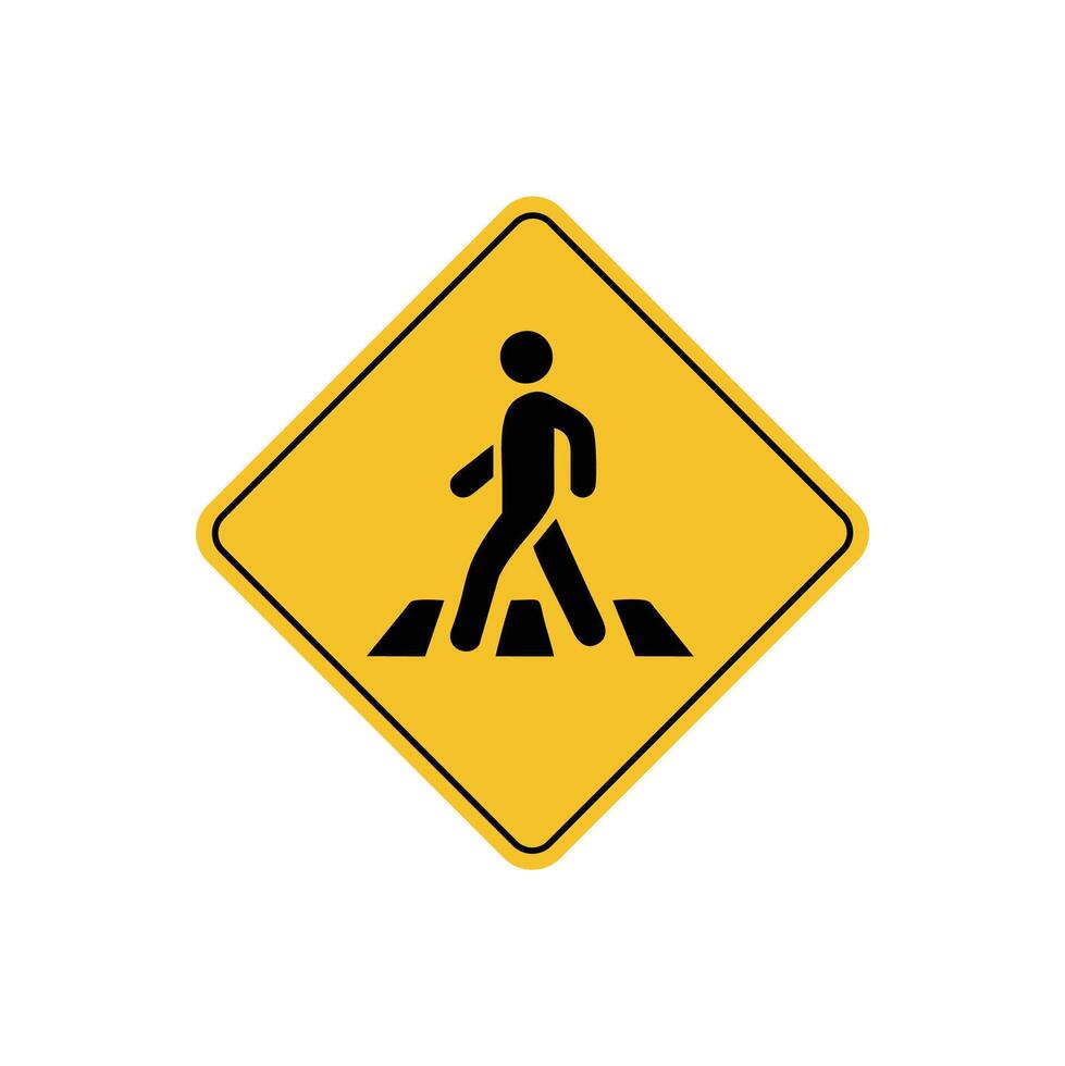 road sign icon, crossing for pedesterians warning ahead on yellow rhombus board. suitable for poster use and web icon vector