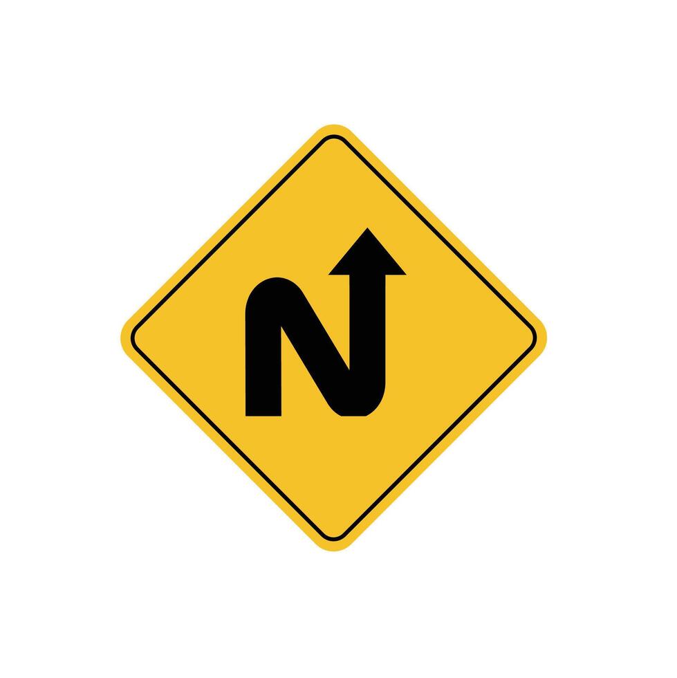 road sign icon, Sharp Bends road on yellow rhombus board. suitable for poster use and web icon vector