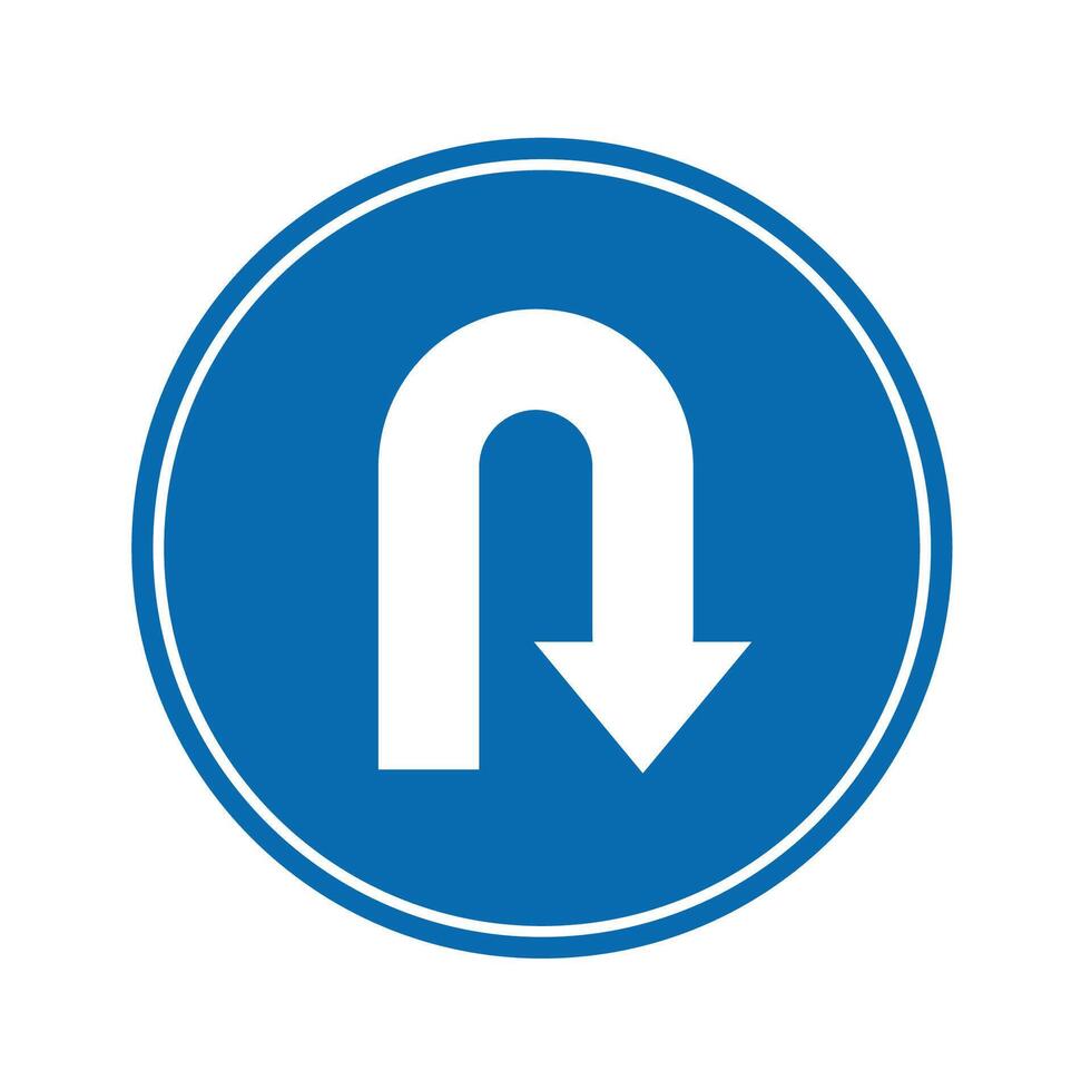road sign icon, Turn Ahead on blue circle board. suitable for poster use and web icon vector