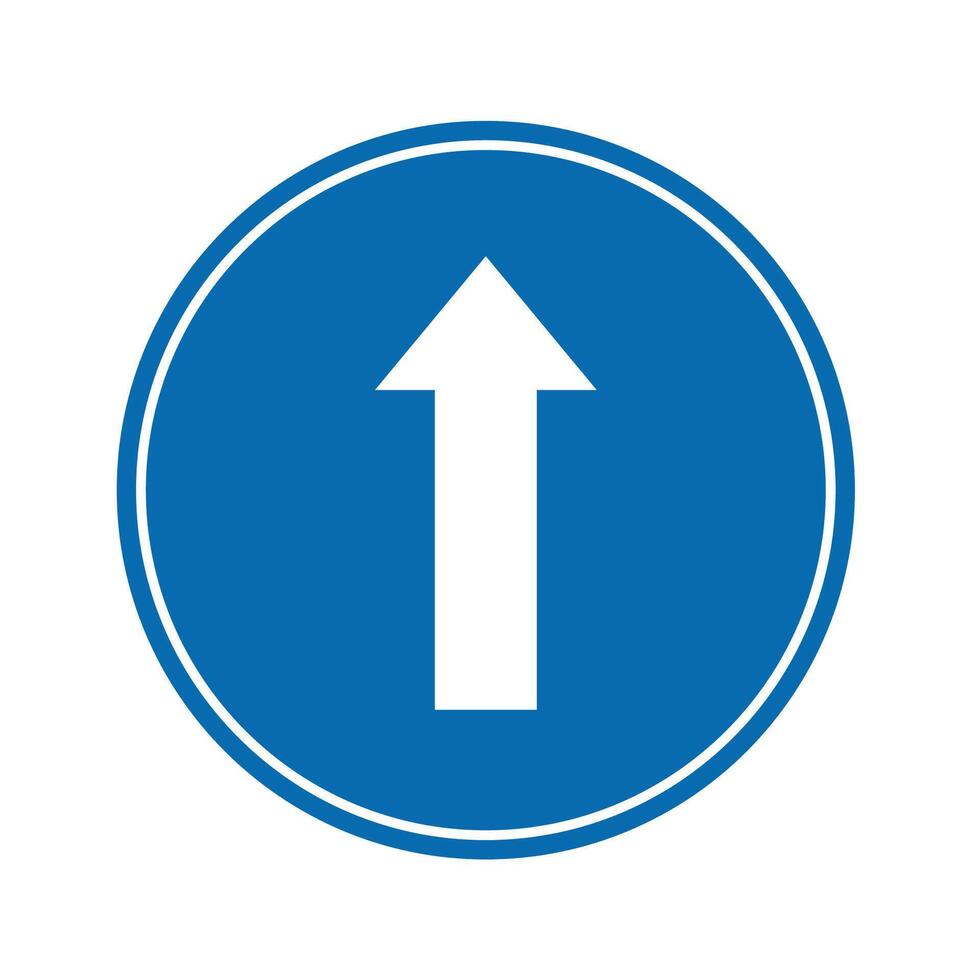 road sign icon, ahead only road on blue round board. suitable for poster use and web icon vector