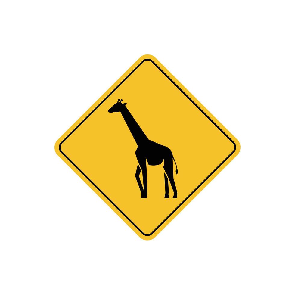 road sign icon, giraffe crossing on yellow rhombus. board.suitable for poster use and web icon vector