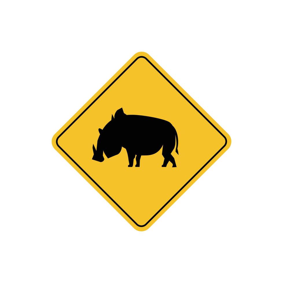 road sign icon, boar crossing on yellow rhombus. board.suitable for poster use and web icon vector