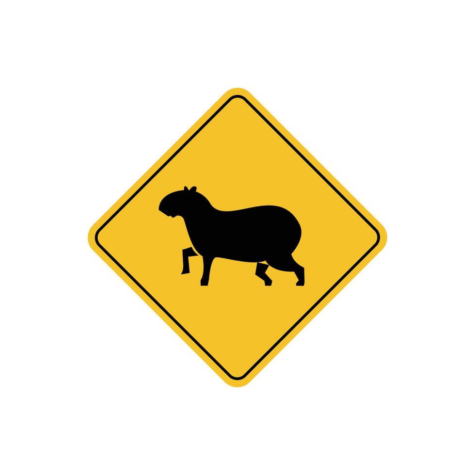 road sign icon, capybara crossing road on yellow rhombus board. suitable for poster use and web icon vector
