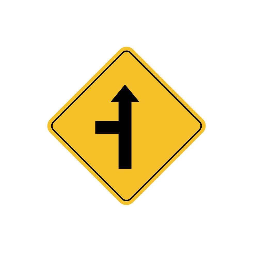 road sign icon, side road on yellow rhombus. board.suitable for poster use and web icon vector