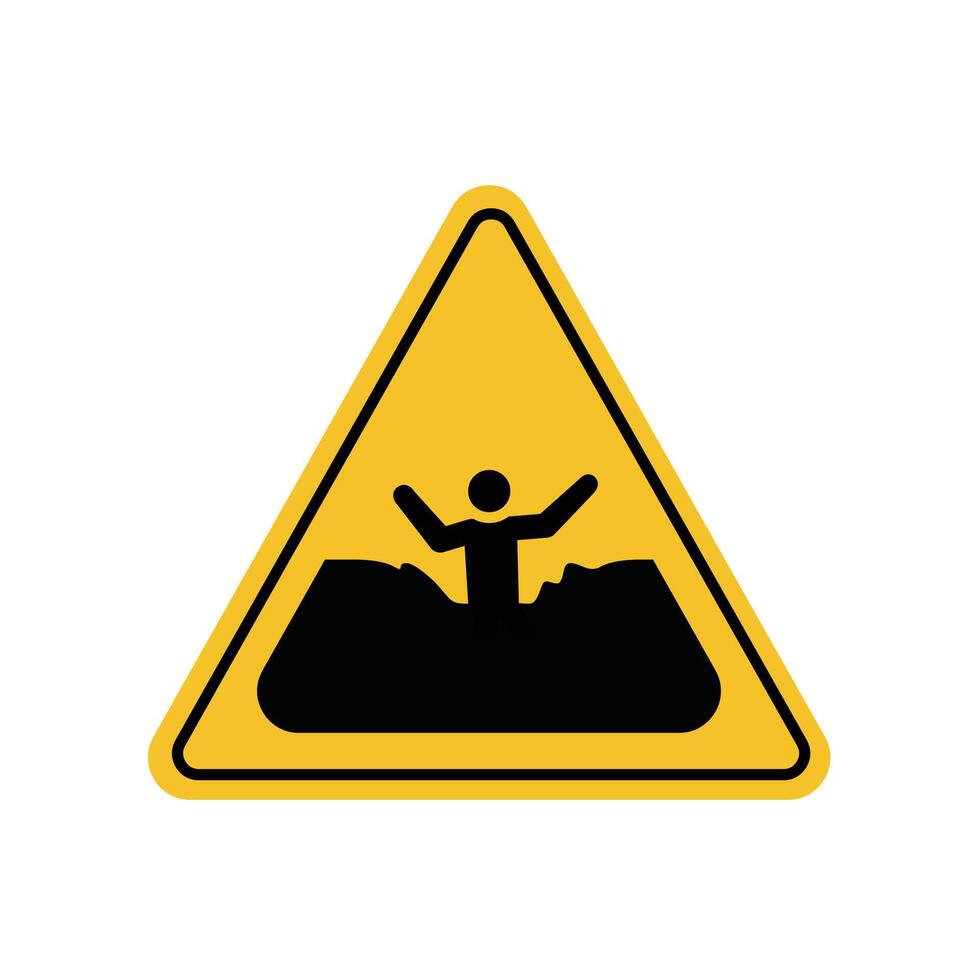 quicksand or mud warning sign symbol, sign inside yellow triangle board. suitable for poster and web icon use vector