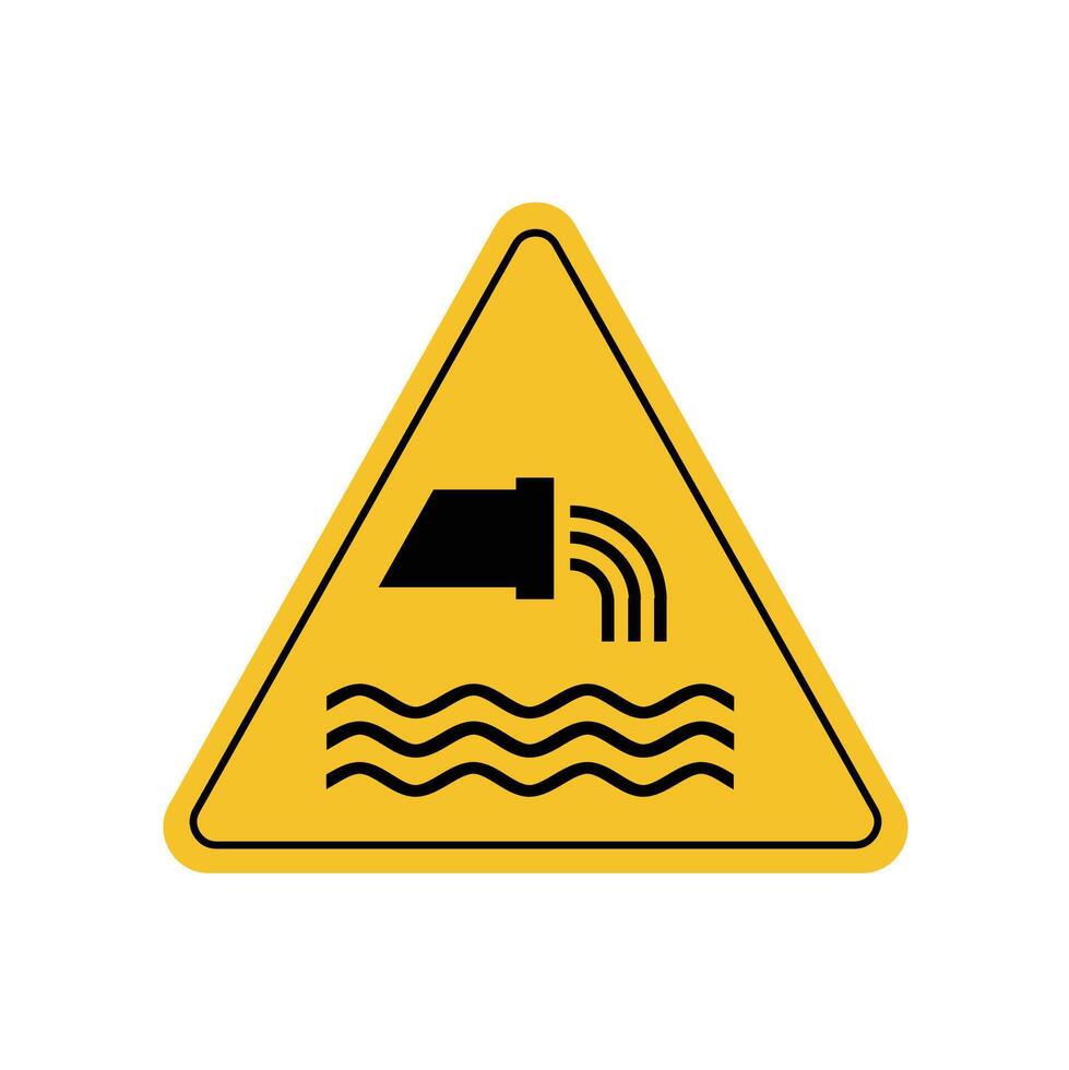 sewage effluent outfall sign symbol, sign inside yellow triangle board. suitable for poster and web icon use vector