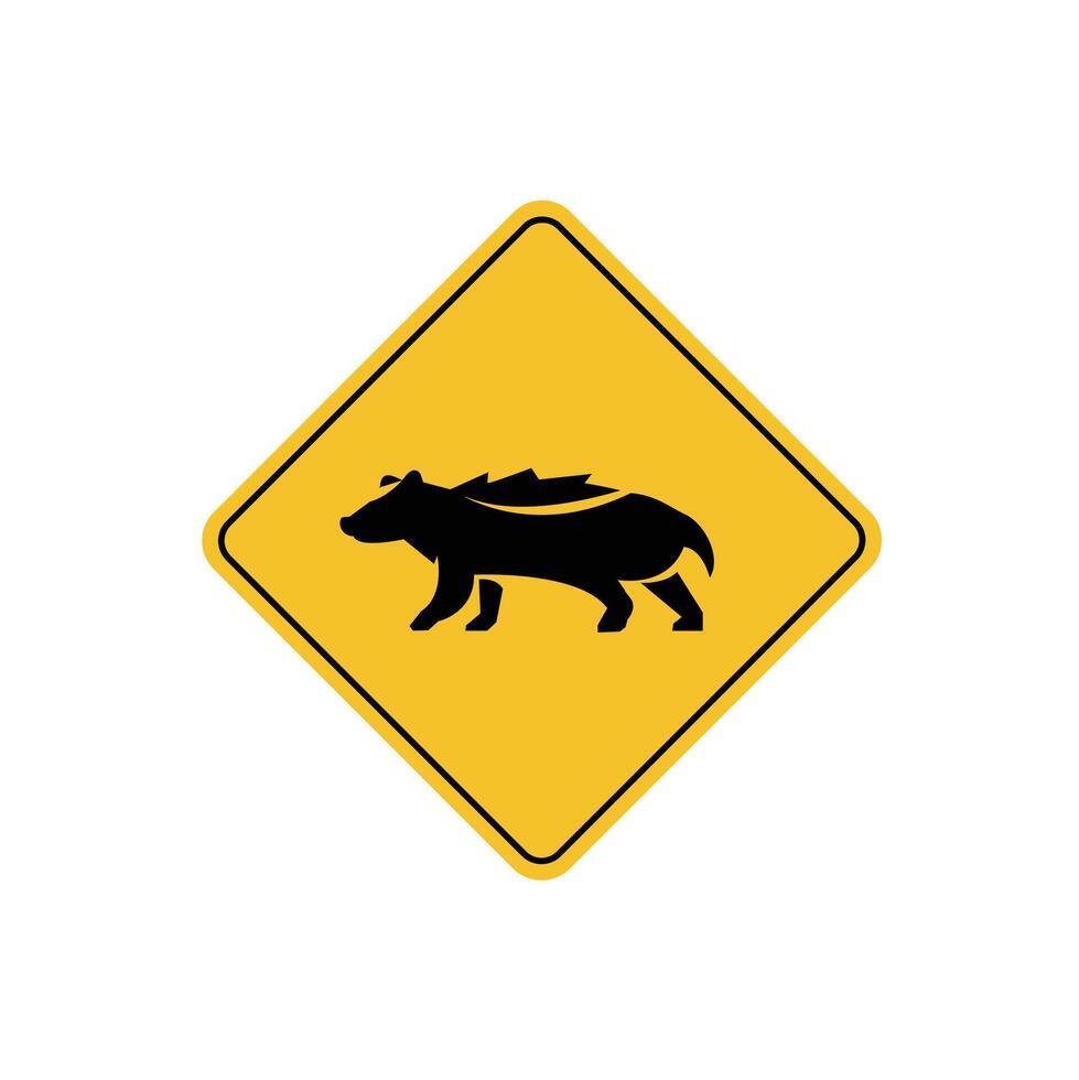 road sign icon, badger crossing on yellow rhombus. board.suitable for poster use and web icon vector