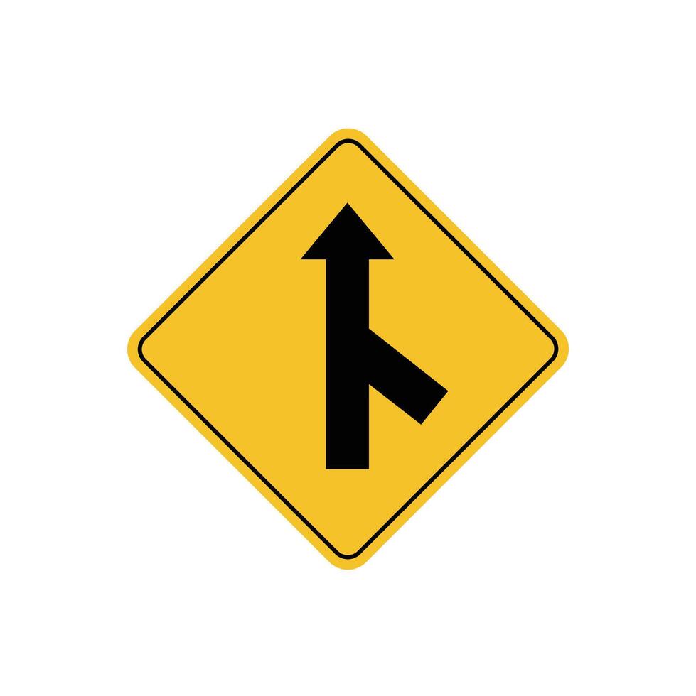 road sign icon, turning ahead road on yellow rhombus. board.suitable for poster use and web icon vector