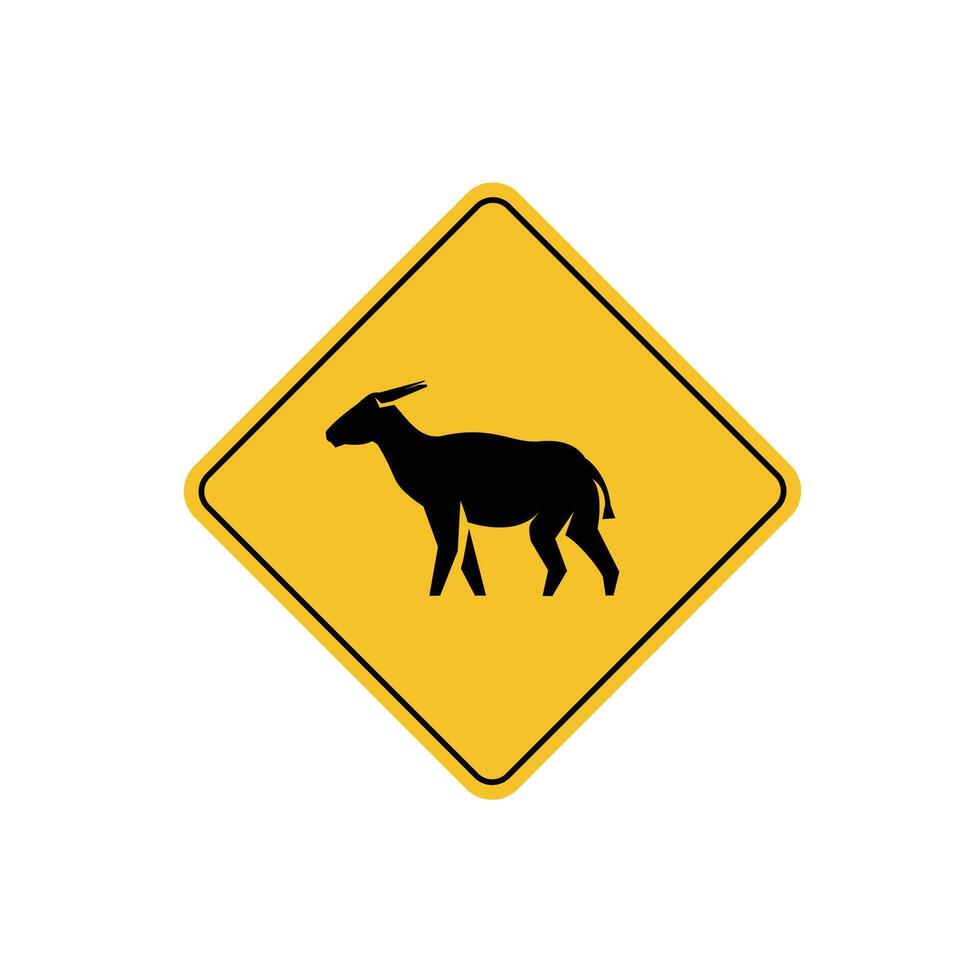 road sign icon, anoa crossing on yellow rhombus. board.suitable for poster use and web icon vector