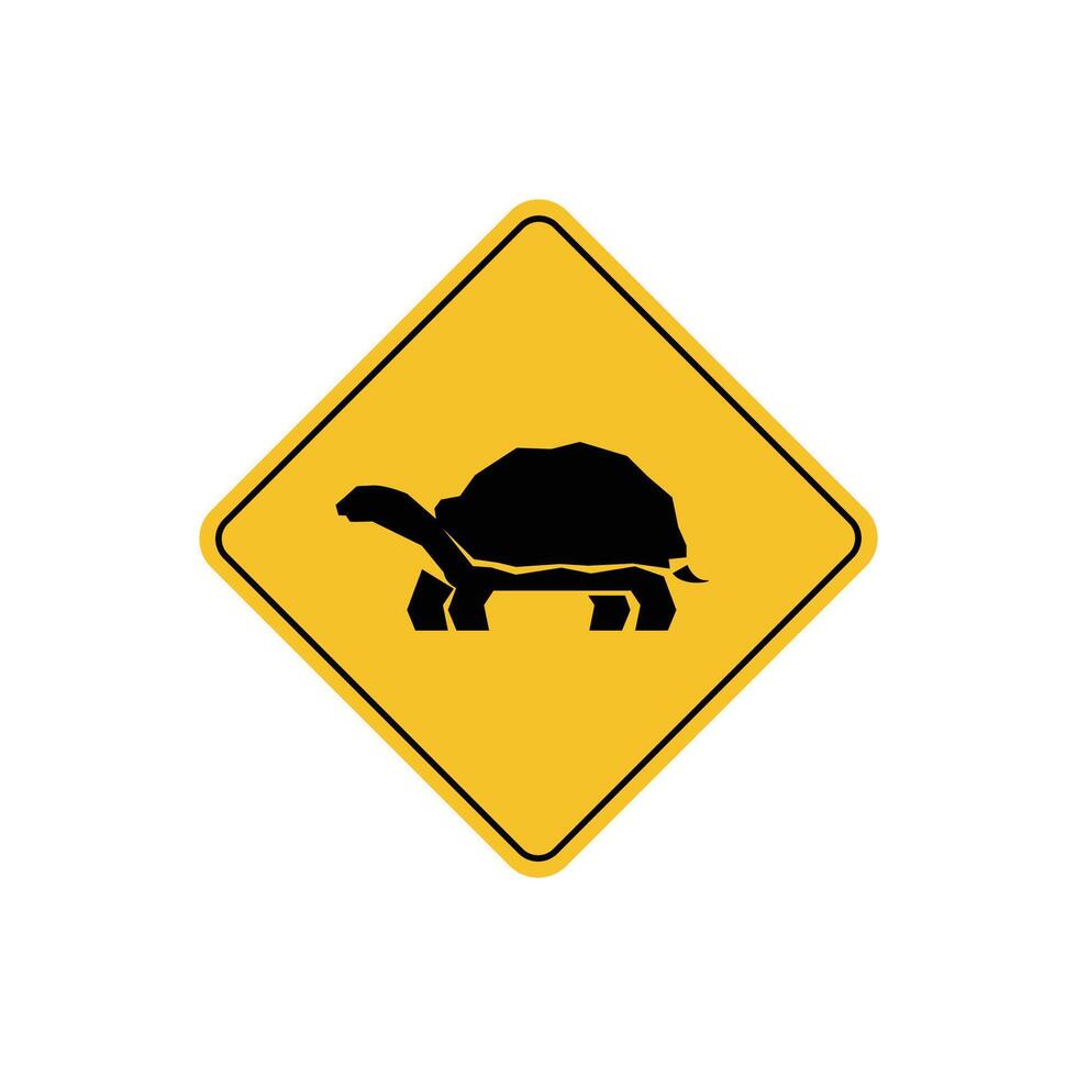 road sign icon, turtle crossing on yellow rhombus. board.suitable for poster use and web icon vector