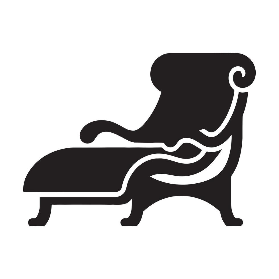 Chaise lounge silhouette white background vector