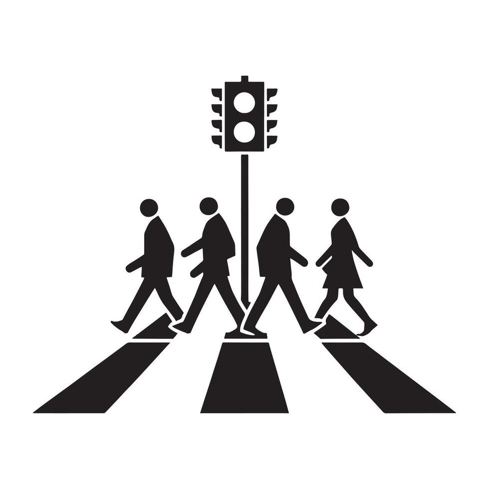 pedestrian crosswalk silhouette on white background vector