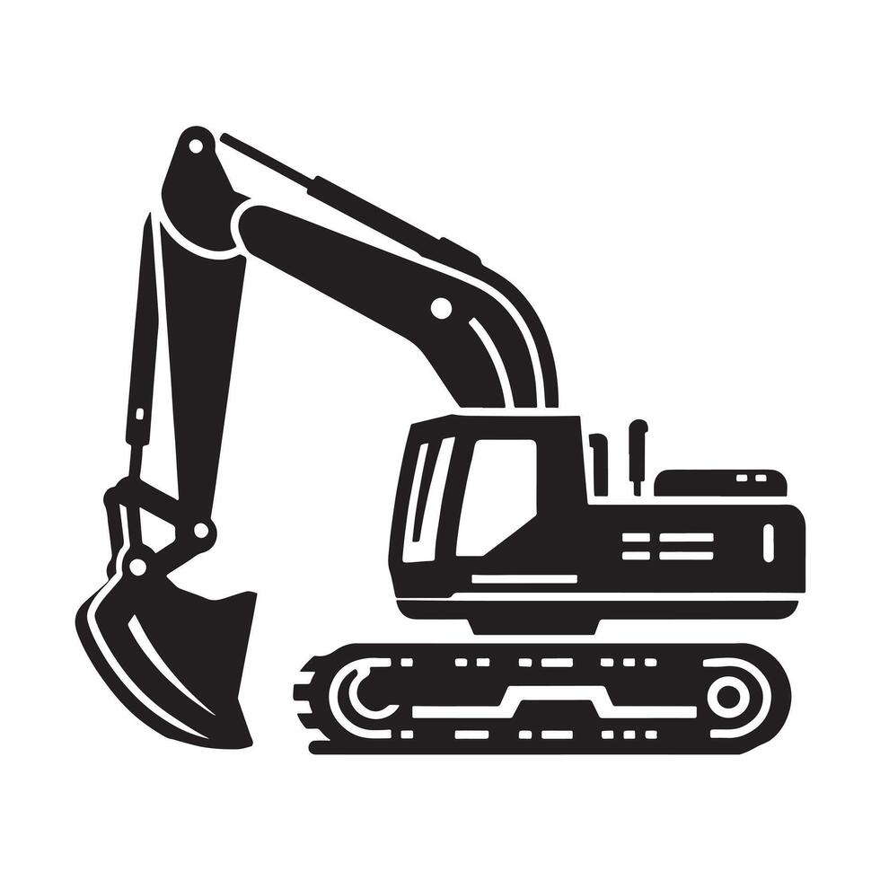 Arm Excavator silhouette on white background vector