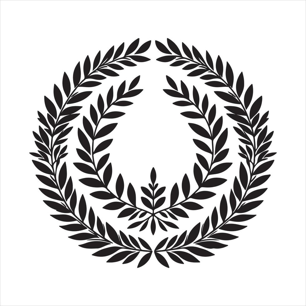 Laurels frames branches with circle borders silhouette white background vector