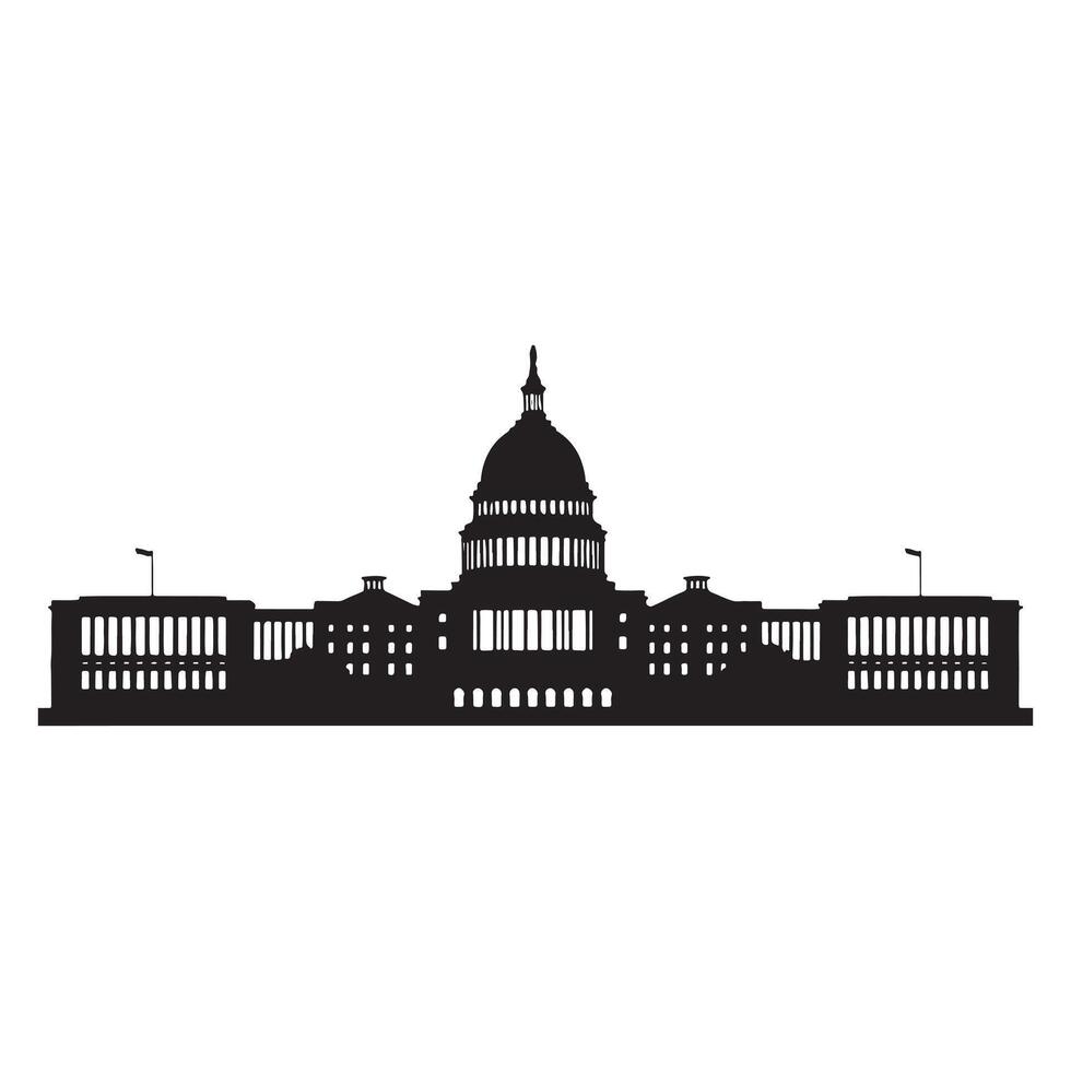Washington Capitol building skyline silhouette on white background vector
