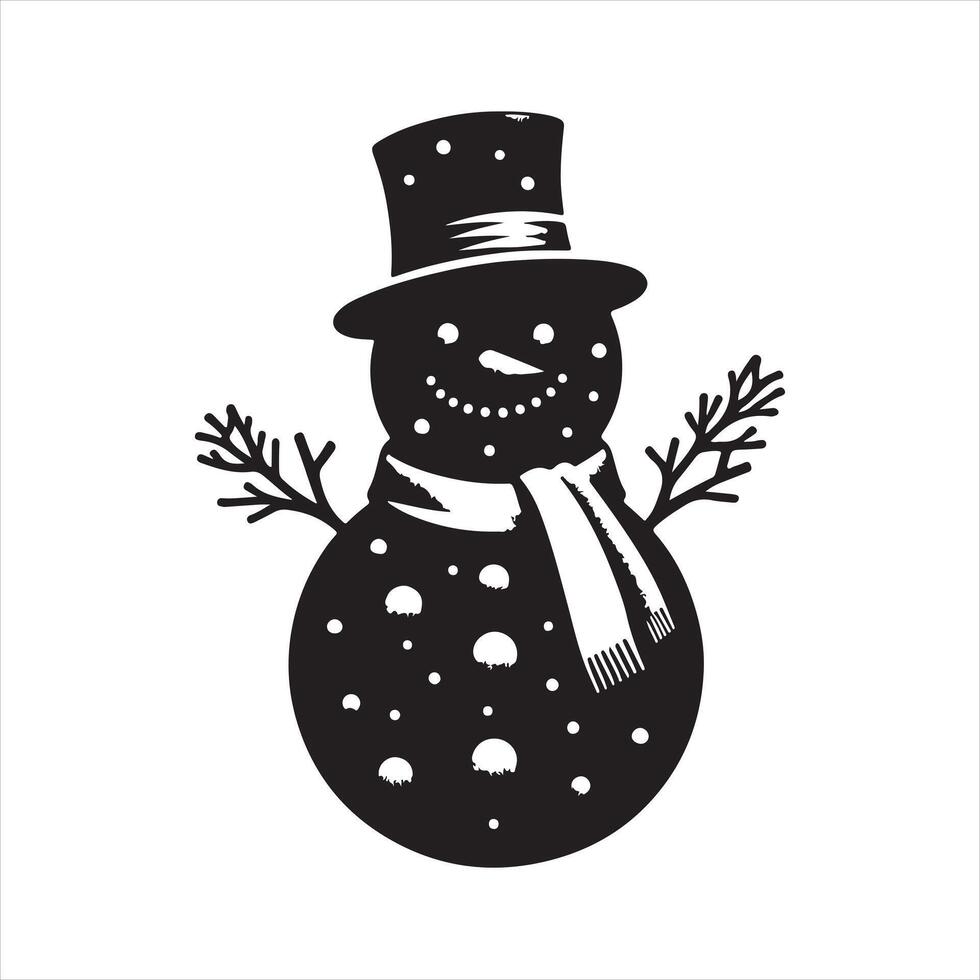 snowman silhouette white background vector
