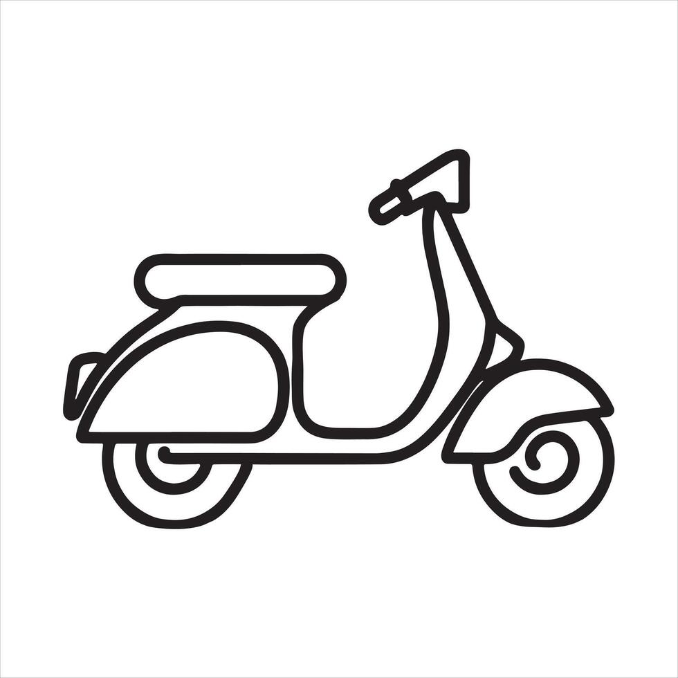A scooter is shown in a line drawing silhouette vector