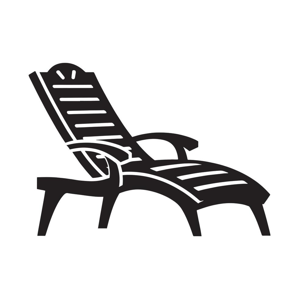 Chaise lounge silhouette on white background vector