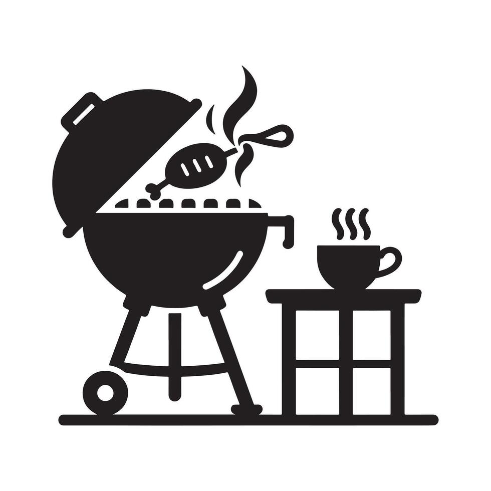 Barbecue grill silhouette on white background vector