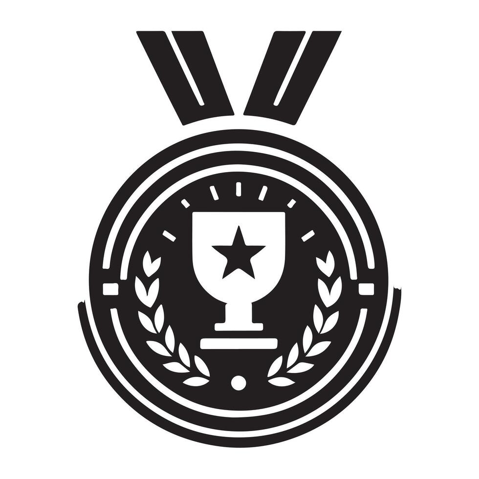 Silver medal icon silhouette on white background vector