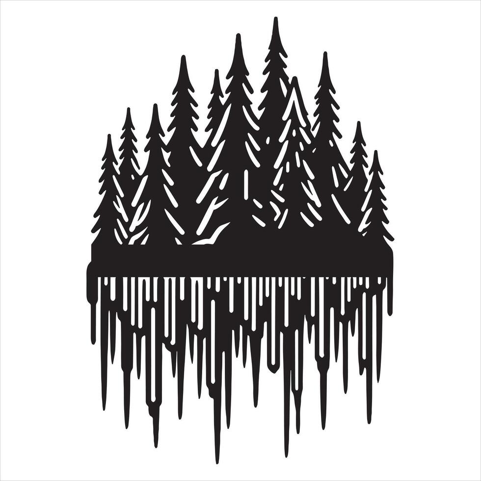 Icicles line art silhouette icon with Transparent Background Clipart silhouette on white background vector