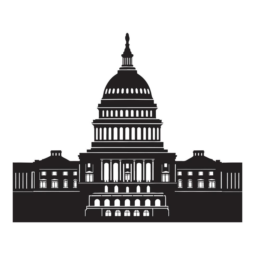 Washington Capitol building skyline silhouette on white background vector