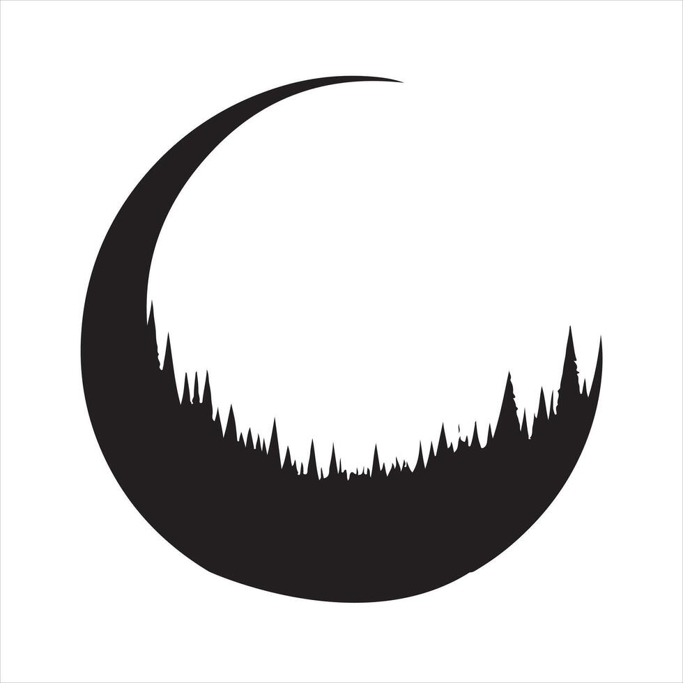 Crescent Moon and Star logo icon silhouette on white background vector