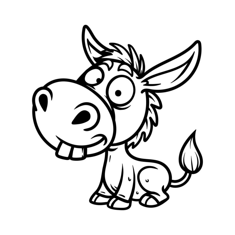 funny dummy cartoon logo of donkey drawing coloring line art style sketch classic vintage design illustration vector