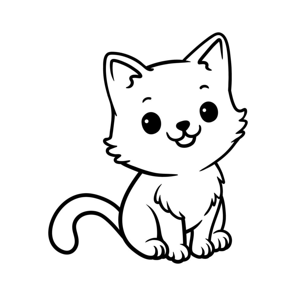 fun cartoon character of cat isolated drawing coloring line art style sketch classic vintage design illustration vector
