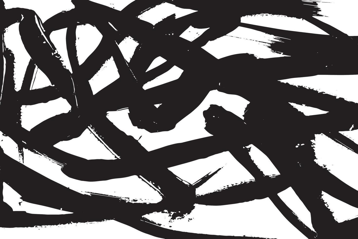 Dynamic Black Brush Stroke Pattern on Crisp White Monochrome Texture Overlay Design vector