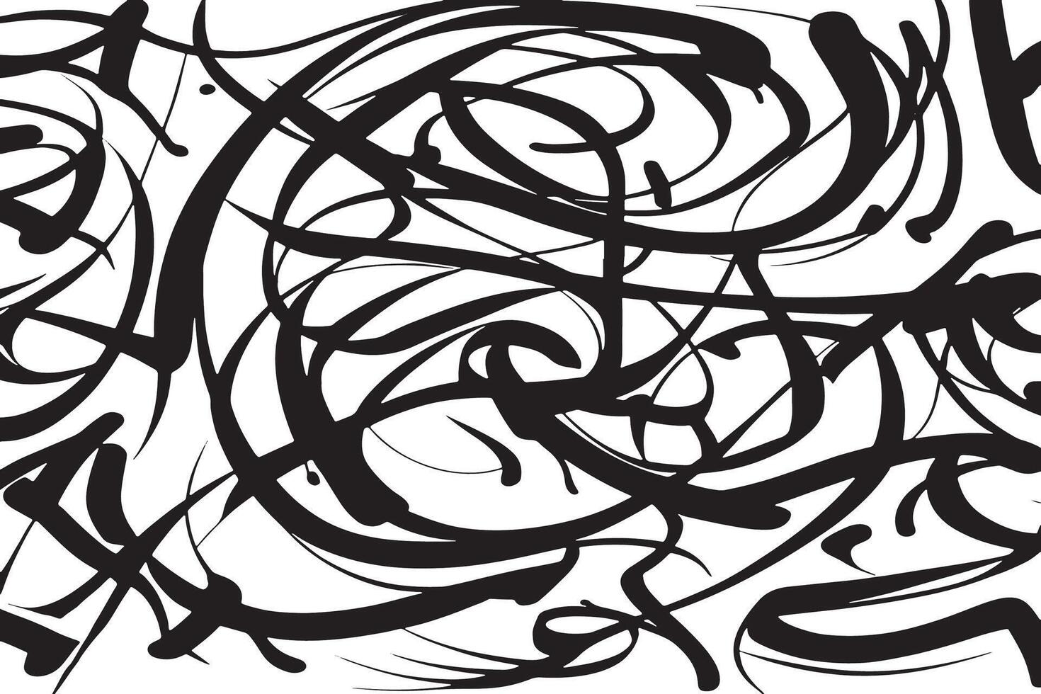 Organic Black Scribble Patterns on White Background for Abstract Monochrome Texture in Visual Art vector
