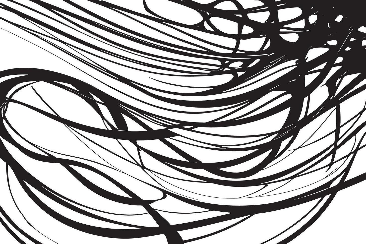 Randomized Black Stroke Lines on Pristine White Background Ideal for Bold Overlay Textures in Design vector