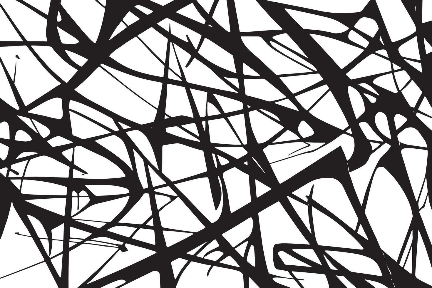 Intricate Web of Black Random Lines Overlay on Bright White Background for Bold Texture Applications vector