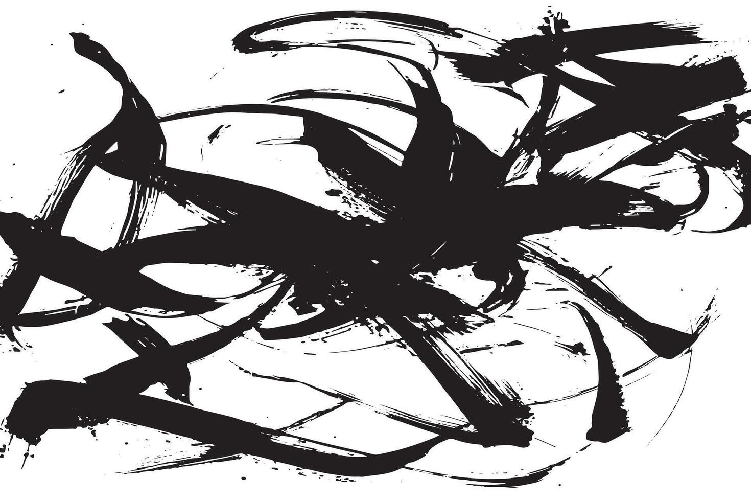 Abstract Monochrome Brush Textures on White Modern Black Overlay Background vector