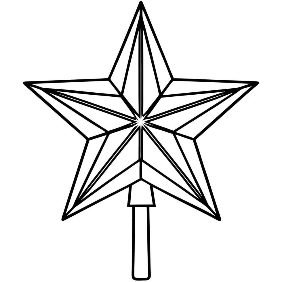 Christmas tree star topper isolated on a transparent background. vector
