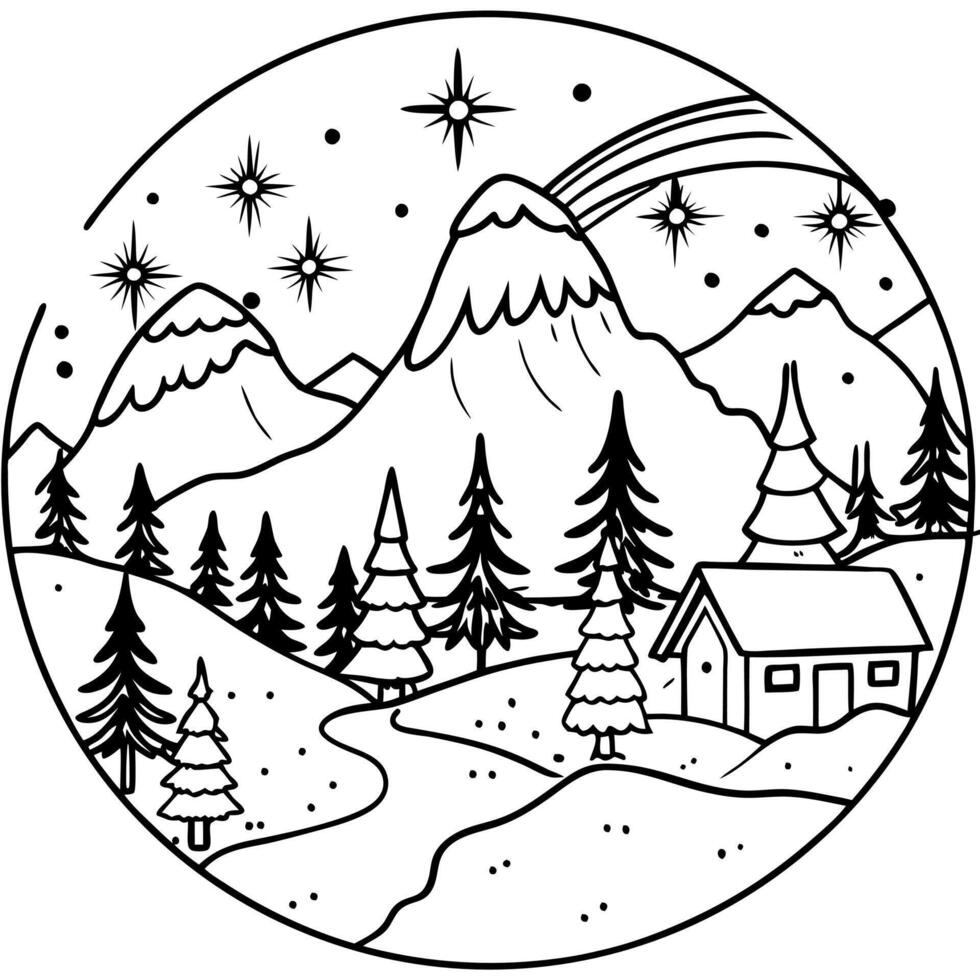 Fantasy winter landscape with northern light as christmas wallpaper background vector