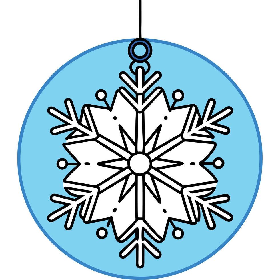 Image of hanging blue snowflake against glowing white and blue background vector