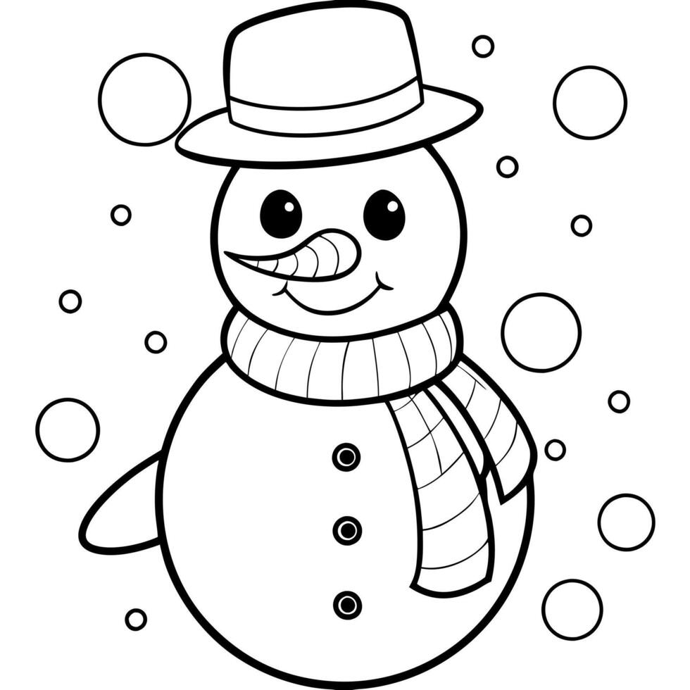 Snowman with hat and scarf. christmas concept. bokeh background. vector