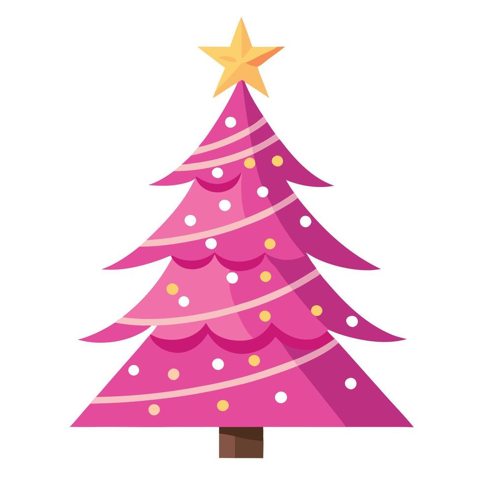 Christmas tree with pink and gold decorations vector