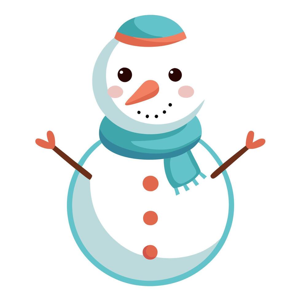 A cartoon snowman with a hat and scarf vector