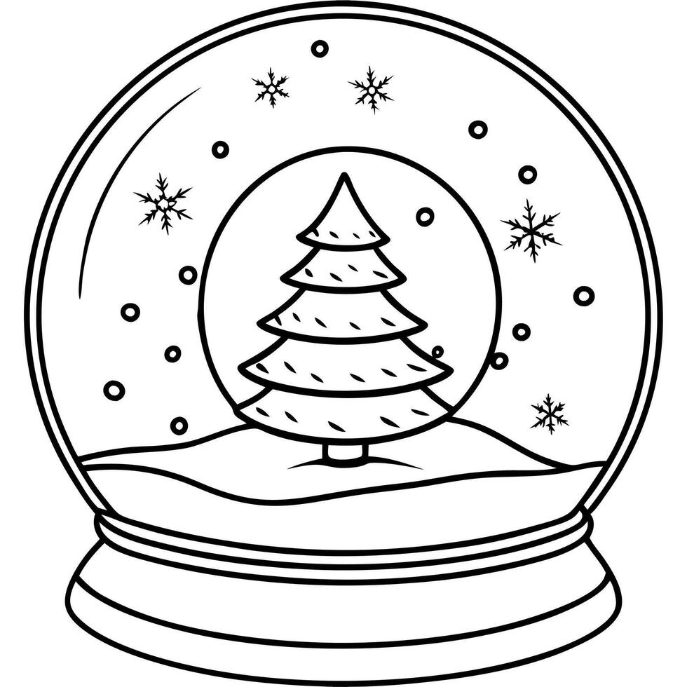 Snow Globe With Christmas Tree And Bokeh. Christmas Eve. vector