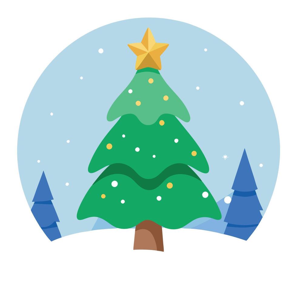 Christmas tree with star illustration vector