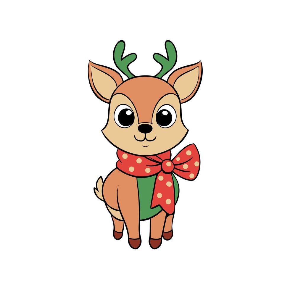 Cute animal decorated for christmas card in vintage style vector