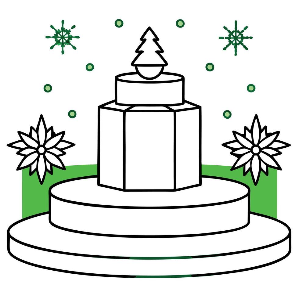 Christmas podium for product shooting with green background vector