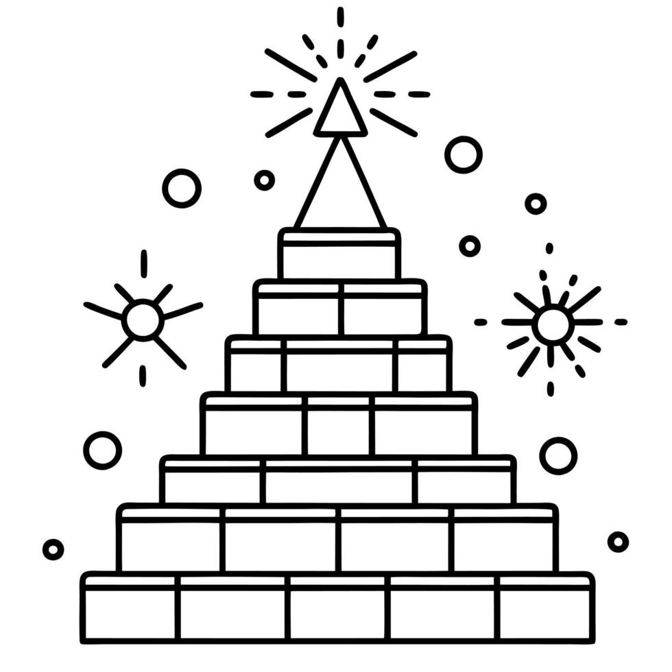 Creative new year card for construction workers. A stack of bricks in the shape of a Christmas tree vector