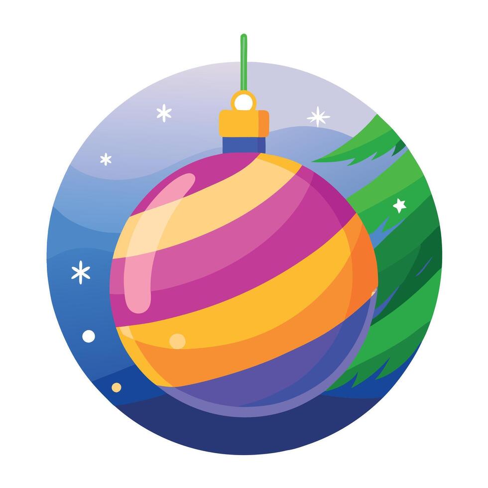 Christmas ball with tree and snowflakes illustration vector