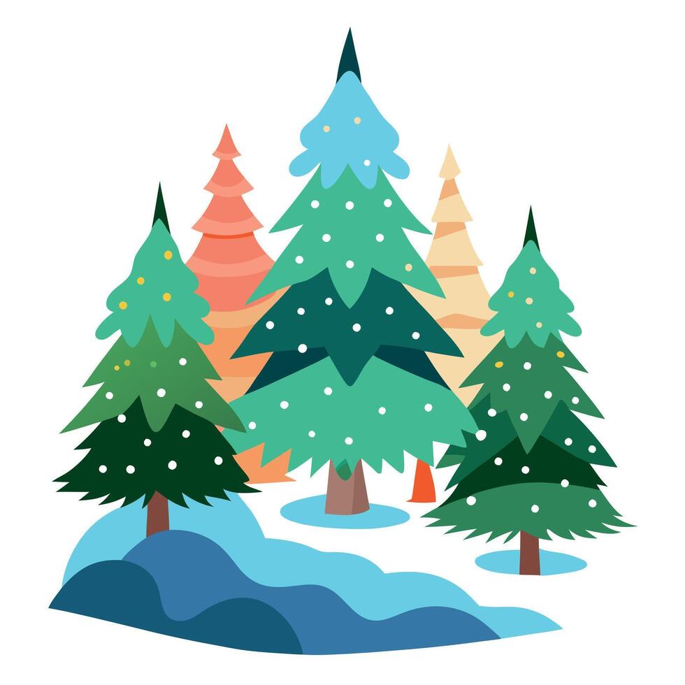 Christmas trees in the forest illustration vector